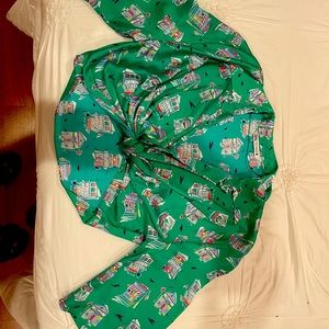 Zara green graphic crop tied front shirt